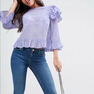 ASOS Blouse with Ruffle hem and Eyelet detail